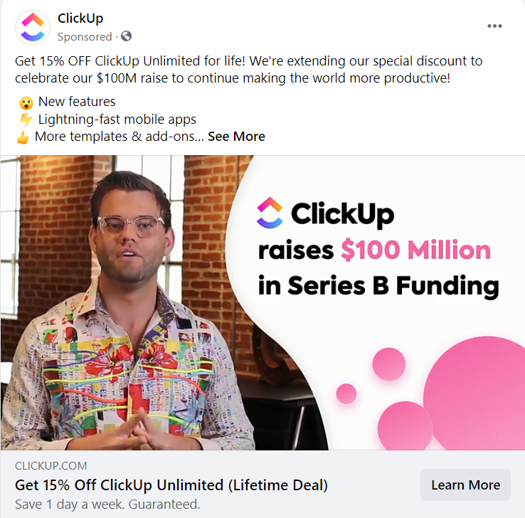 ClickUp's retargeting campaign