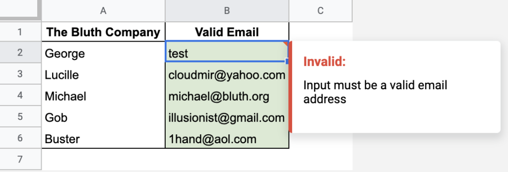 Valid Email Data Needed Google Sheets