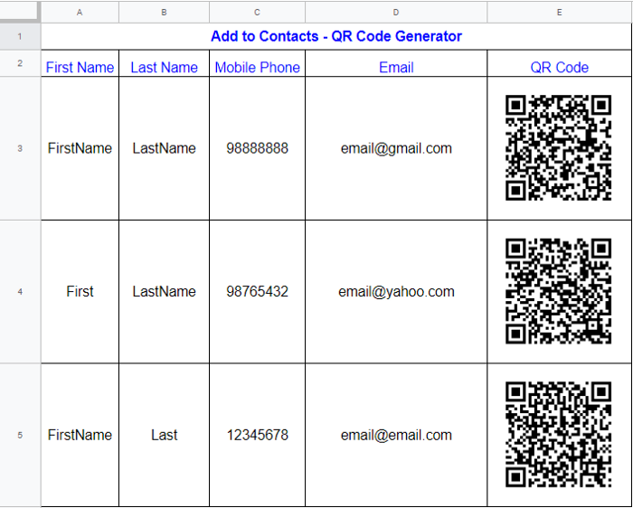 QR Codes in Google Sheets